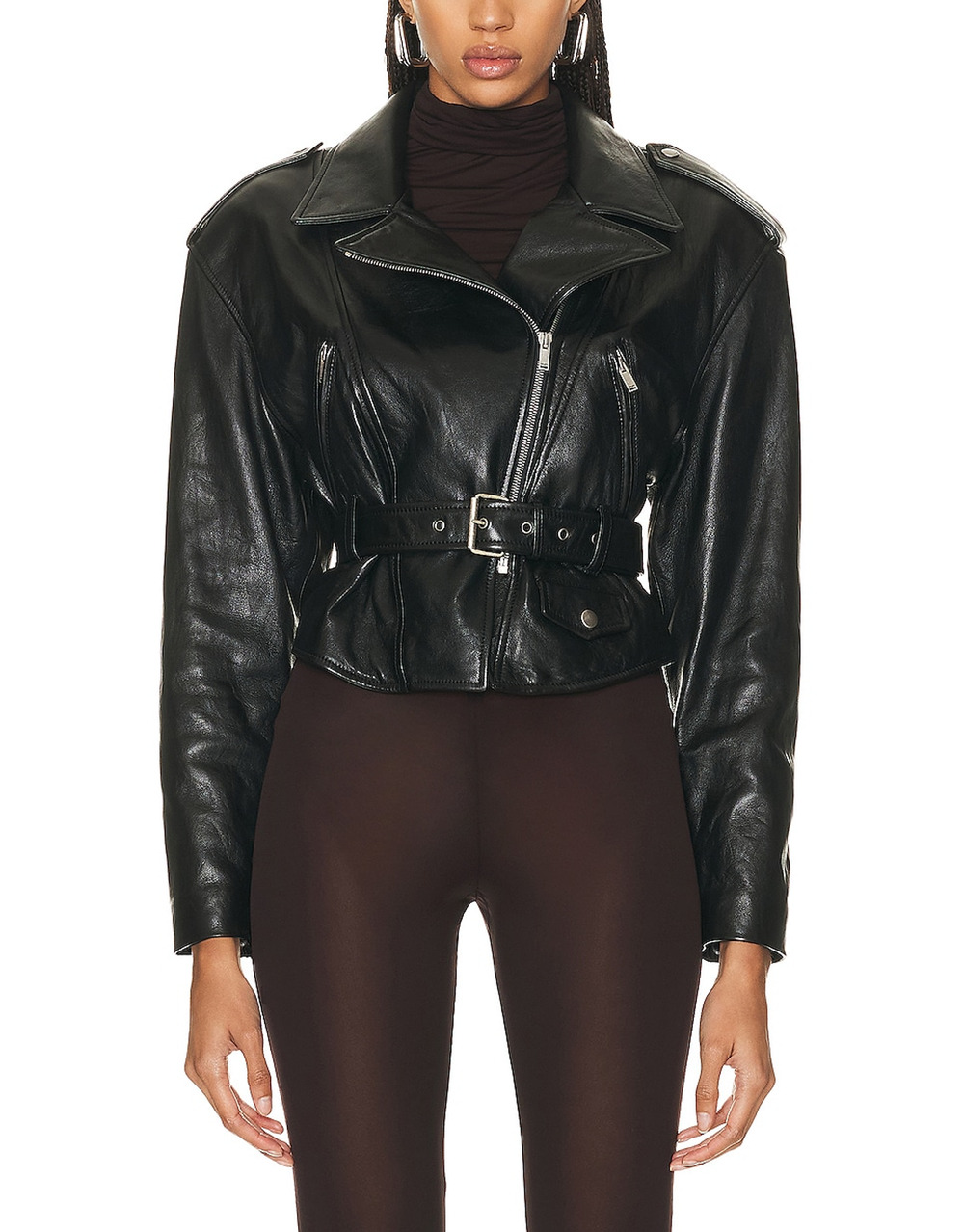 Saint Laurent Leather Biker Jacket Size 42 FR / US 10